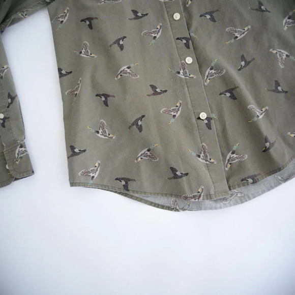 Vintage St.  John's Bay Green Duck Button Up Comfort Stretch Shirt S - Picture 8 of 11